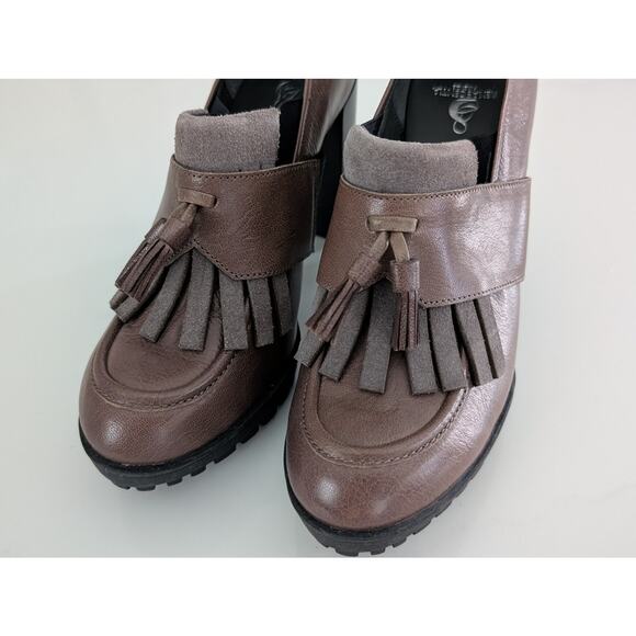 Renascentia Firenze Heeled Leather Loafers IT 38 US 8 Brown Shoes Made in Italy - Picture 4 of 10